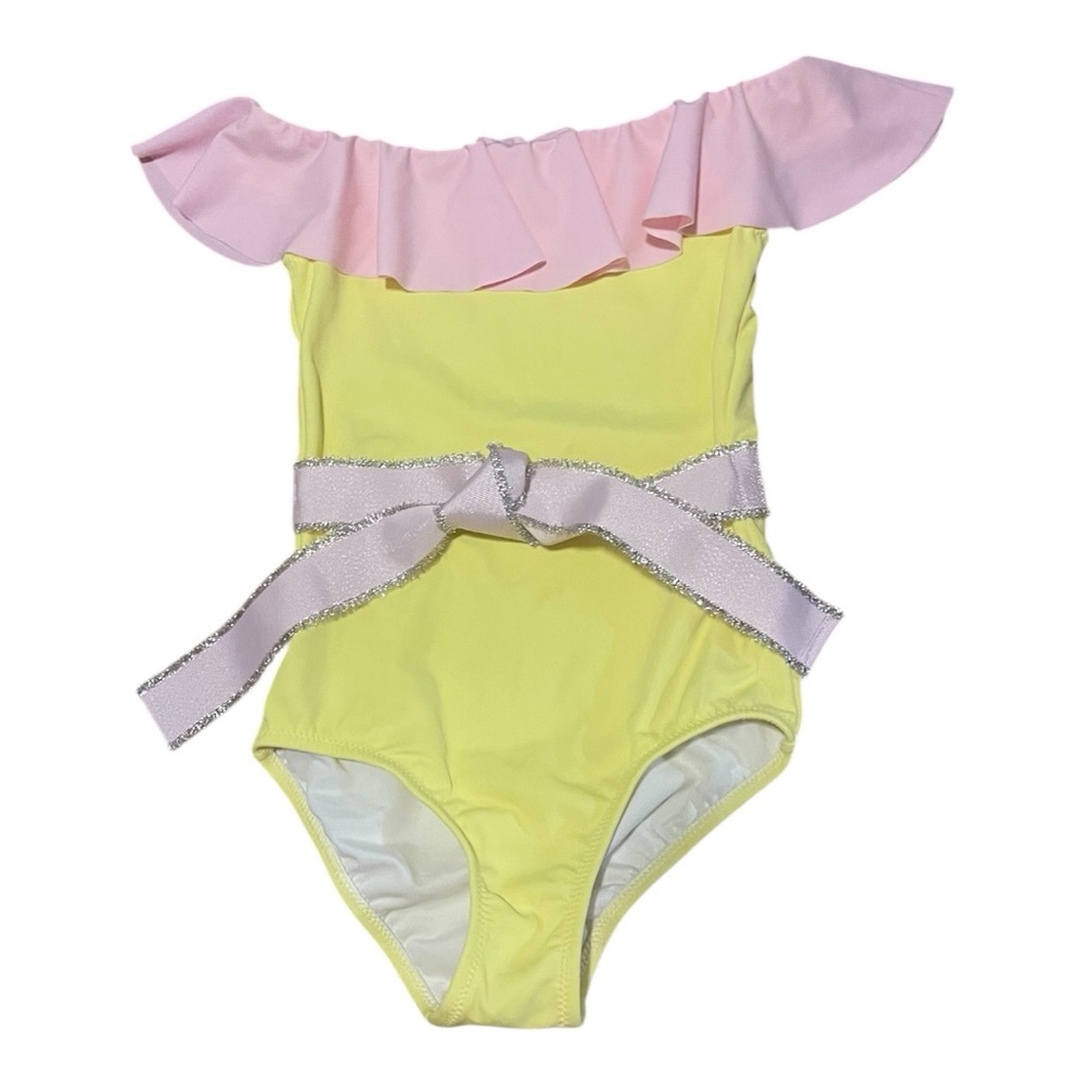 Pink and Yellow Kids Swim One Piece